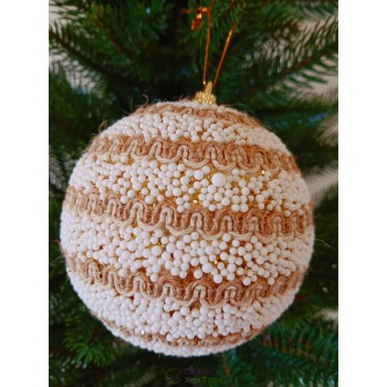 Новорічні кулі золоті в сніжку Ø100мм з піни, ціна за набір 2 шт (SH232)